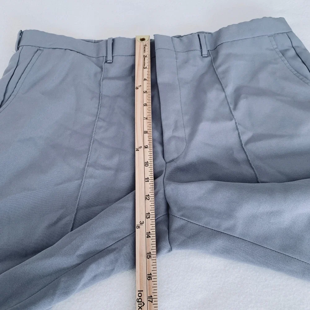 Haband Dress Pants Men 40x28 Blue Gray Flat Front Straight Leg Permanent Crease
